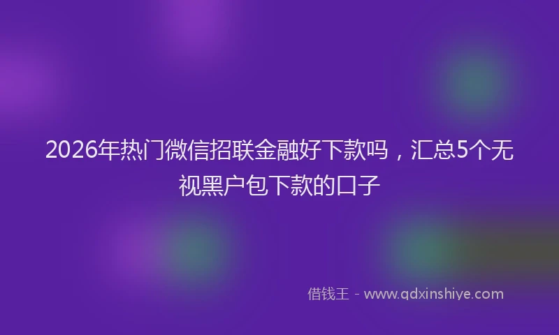 2026年热门微信招联金融好下款吗，汇总5个无视黑户包下款的口子