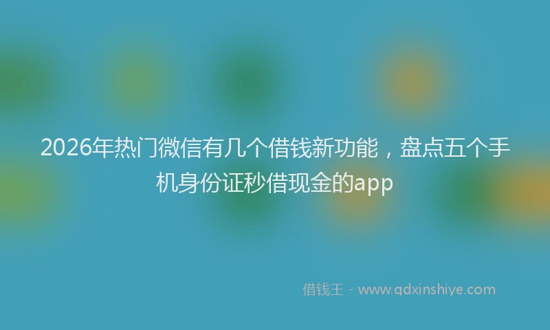 2026年热门微信有几个借钱新功能，盘点五个手机身份证秒借现金的app
