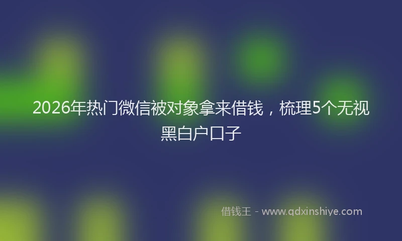 2026年热门微信被对象拿来借钱，梳理5个无视黑白户口子