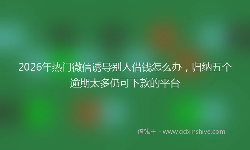 2026年热门微信诱导别人借钱怎么办，归纳五个逾期太多仍可下款的平台