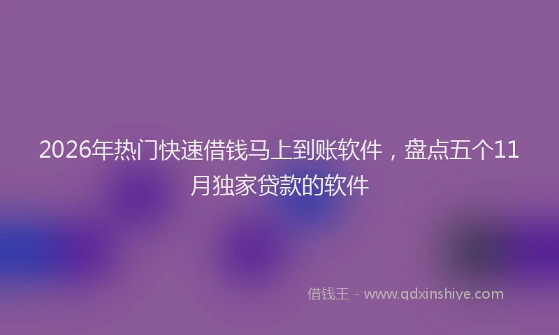 2026年热门快速借钱马上到账软件，盘点五个11月独家贷款的软件