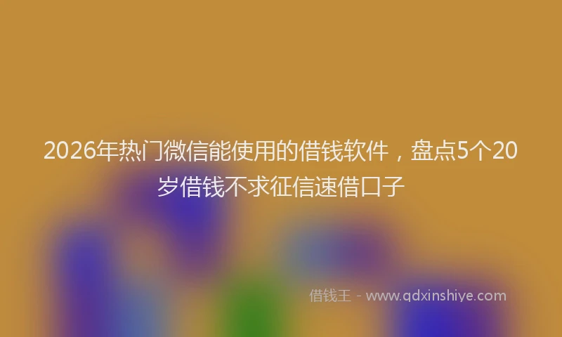 2026年热门微信能使用的借钱软件，盘点5个20岁借钱不求征信速借口子