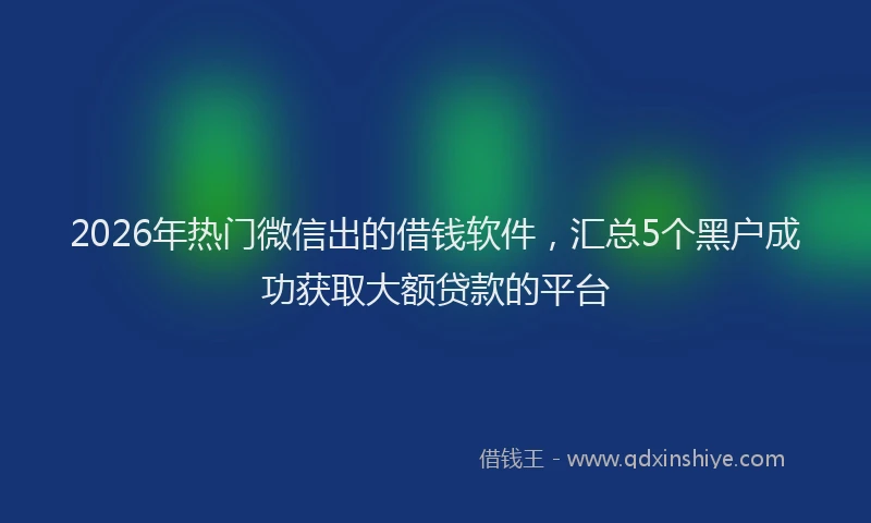 2026年热门微信出的借钱软件，汇总5个黑户成功获取大额贷款的平台