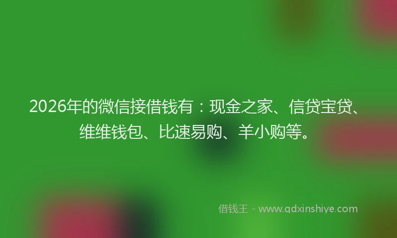 2026年的微信接借钱有：现金之家、信贷宝贷、维维钱包、比速易购、羊小购等。