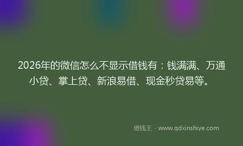 2026年的微信怎么不显示借钱有：钱满满、万通小贷、掌上贷、新浪易借、现金秒贷易等。