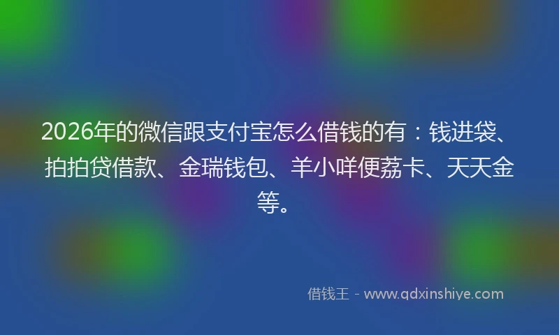 2026年的微信跟支付宝怎么借钱的有：钱进袋、拍拍贷借款、金瑞钱包、羊小咩便荔卡、天天金等。
