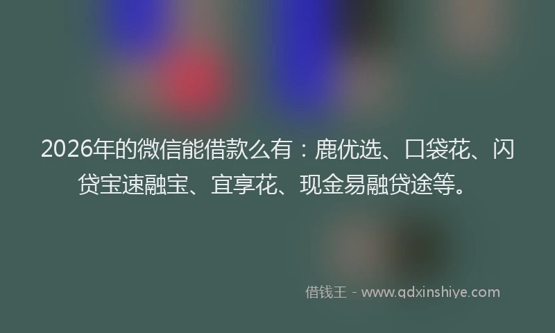 2026年的微信能借款么有：鹿优选、口袋花、闪贷宝速融宝、宜享花、现金易融贷途等。