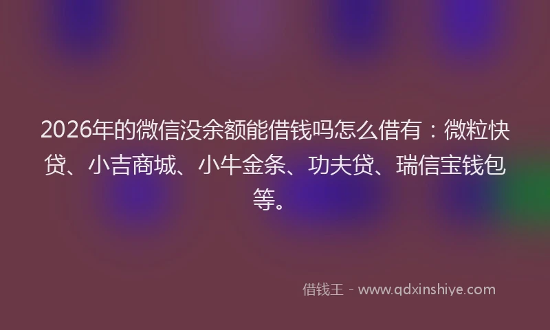 2026年的微信没余额能借钱吗怎么借有：微粒快贷、小吉商城、小牛金条、功夫贷、瑞信宝钱包等。