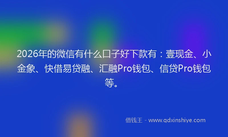 2026年的微信有什么口子好下款有：壹现金、小金象、快借易贷融、汇融Pro钱包、信贷Pro钱包等。