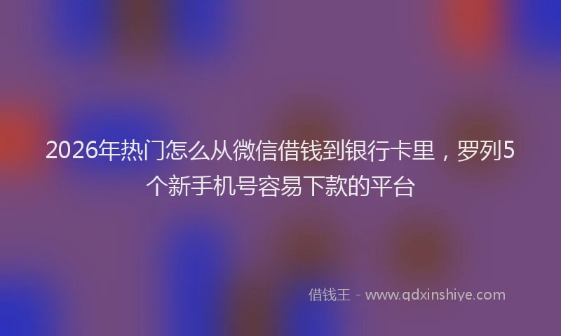 2026年热门怎么从微信借钱到银行卡里，罗列5个新手机号容易下款的平台