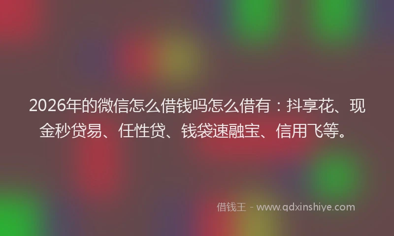 2026年的微信怎么借钱吗怎么借有：抖享花、现金秒贷易、任性贷、钱袋速融宝、信用飞等。