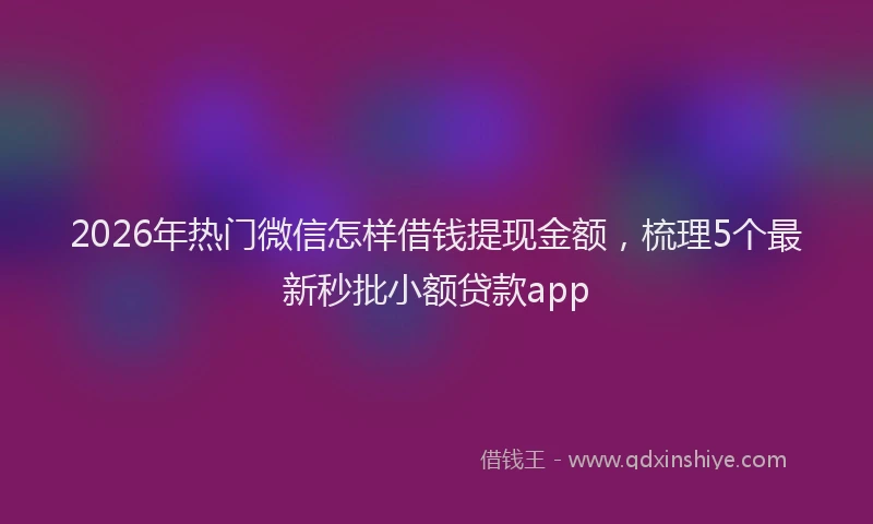 2026年热门微信怎样借钱提现金额,梳理5个最新秒批小额贷款app