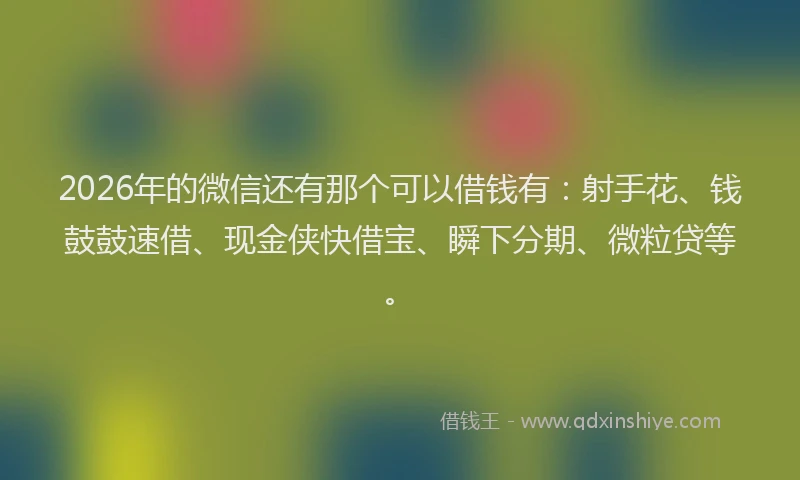 2026年的微信还有那个可以借钱有：射手花、钱鼓鼓速借、现金侠快借宝、瞬下分期、微粒贷等。
