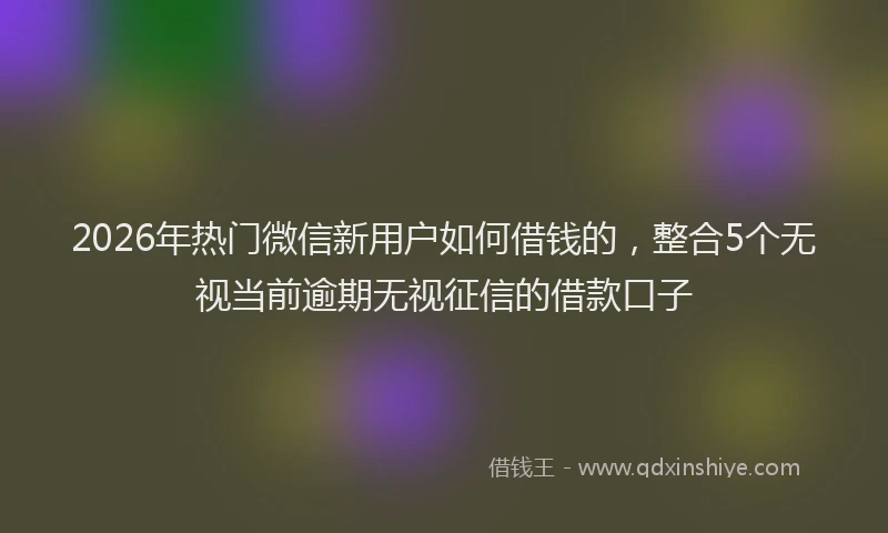 2026年热门微信新用户如何借钱的，整合5个无视当前逾期无视征信的借款口子