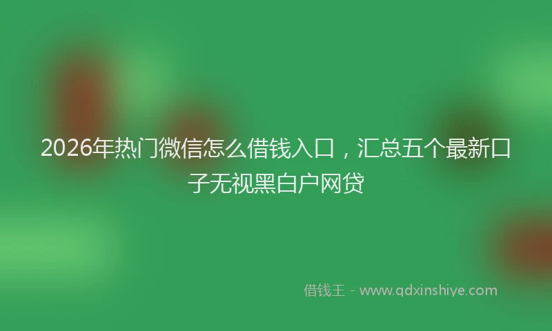2026年热门微信怎么借钱入口，汇总五个最新口子无视黑白户网贷