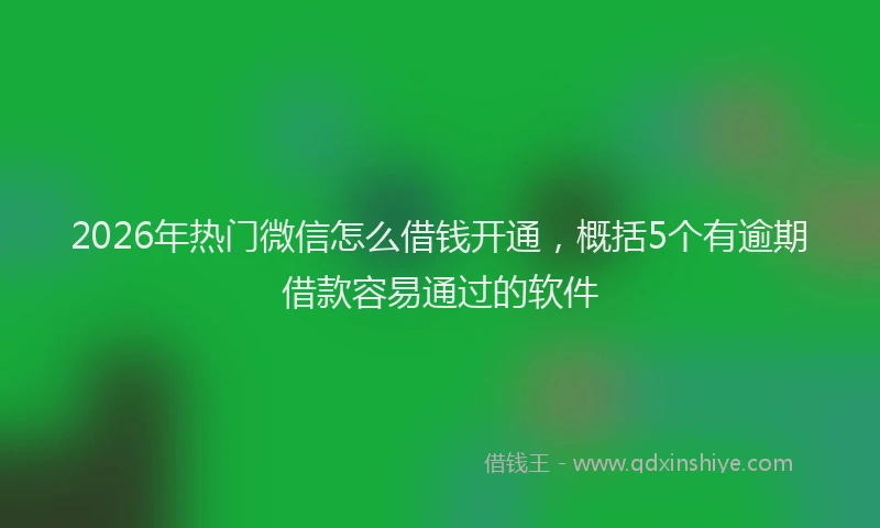 2026年热门微信怎么借钱开通，概括5个有逾期借款容易通过的软件