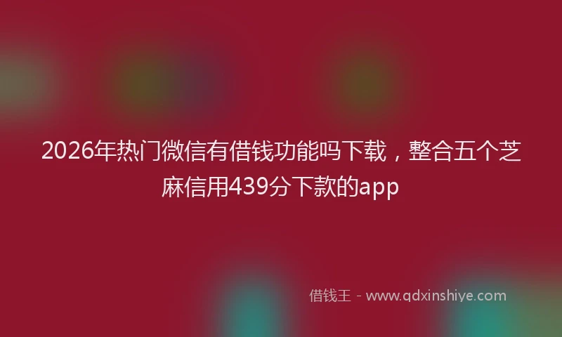 2026年热门微信有借钱功能吗下载,整合五个芝麻信用439分下款的app