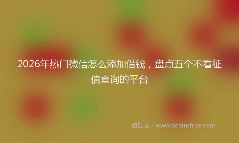 2026年热门微信怎么添加借钱，盘点五个不看征信查询的平台