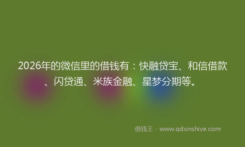 2026年的微信里的借钱有：快融贷宝、和信借款、闪贷通、米族金融、星梦分期等。