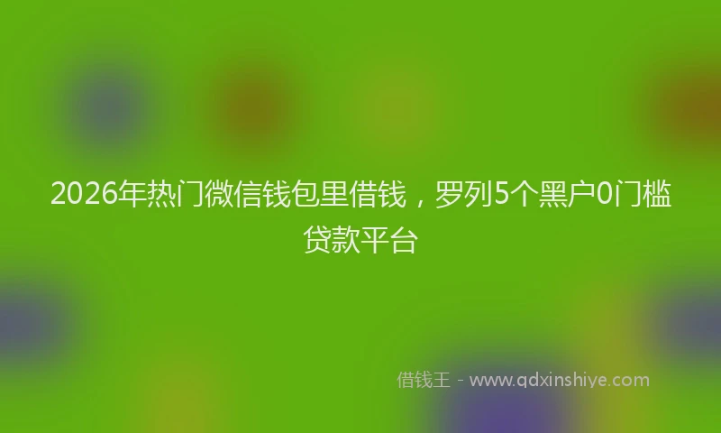 2026年热门微信钱包里借钱，罗列5个黑户0门槛贷款平台
