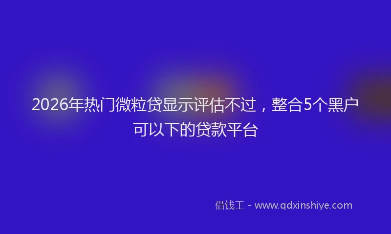 2026年热门微粒贷显示评估不过，整合5个黑户可以下的贷款平台