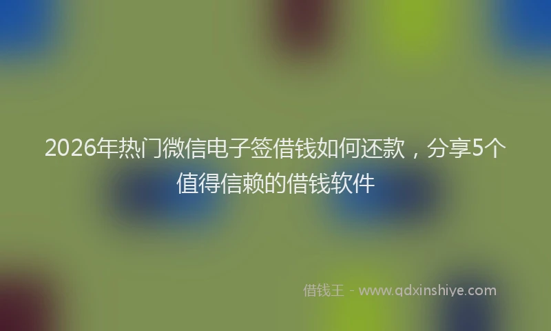 2026年热门微信电子签借钱如何还款，分享5个值得信赖的借钱软件