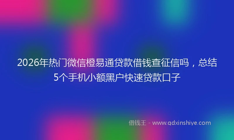 2026年热门微信橙易通贷款借钱查征信吗，总结5个手机小额黑户快速贷款口子