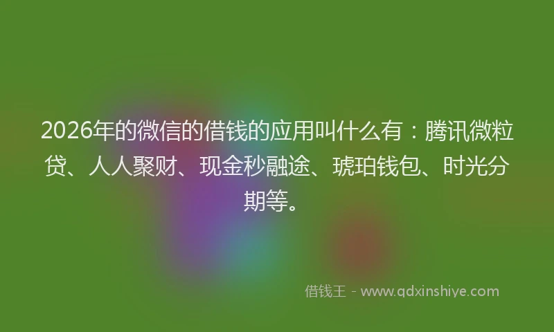 2026年的微信的借钱的应用叫什么有：腾讯微粒贷、人人聚财、现金秒融途、琥珀钱包、时光分期等。
