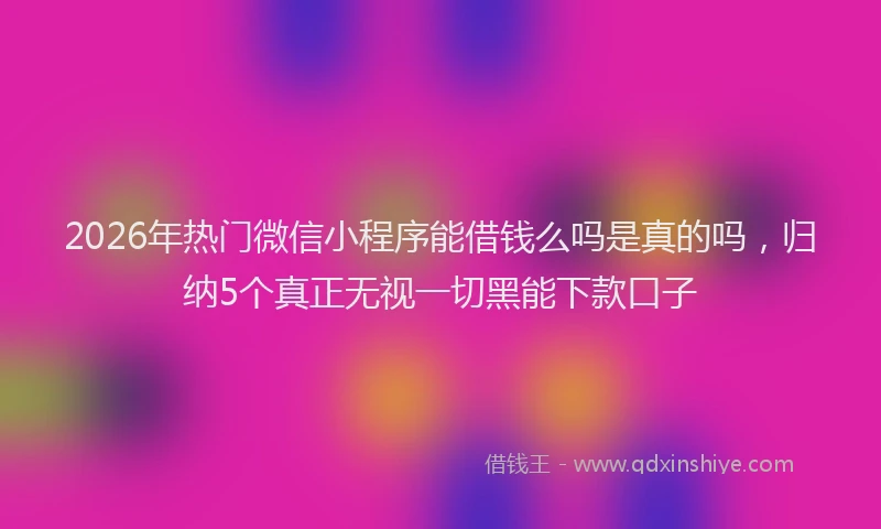 2026年热门微信小程序能借钱么吗是真的吗，归纳5个真正无视一切黑能下款口子
