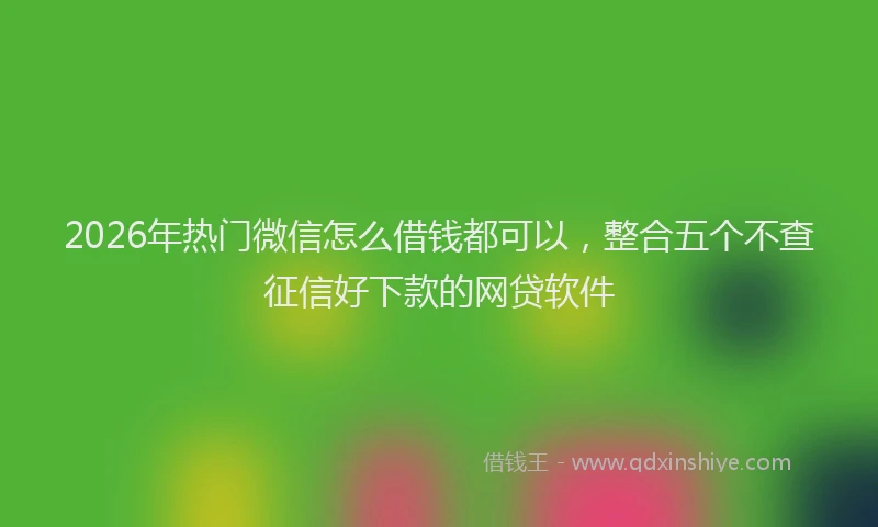 2026年热门微信怎么借钱都可以,整合五个不查征信好下款的网贷软件