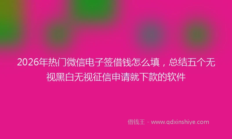 2026年热门微信电子签借钱怎么填，总结五个无视黑白无视征信申请就下款的软件