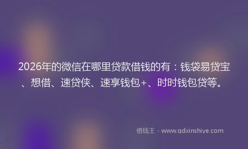 2026年的微信在哪里贷款借钱的有：钱袋易贷宝、想借、速贷侠、速享钱包+、时时钱包贷等。