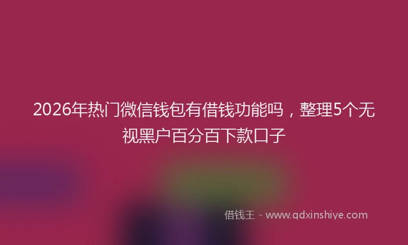 2026年热门微信钱包有借钱功能吗，整理5个无视黑户百分百下款口子