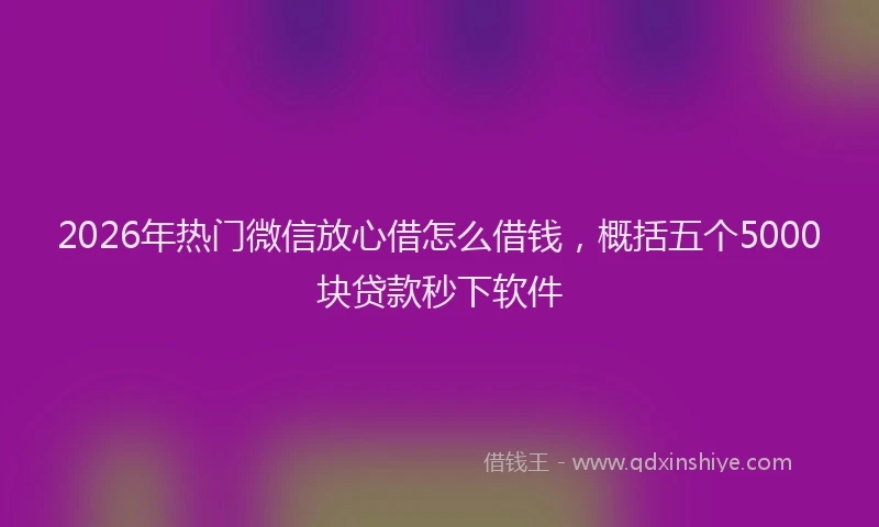 2026年热门微信放心借怎么借钱，概括五个5000块贷款秒下软件