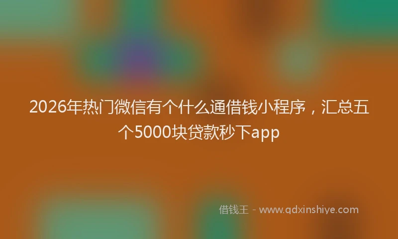 2026年热门微信有个什么通借钱小程序，汇总五个5000块贷款秒下app