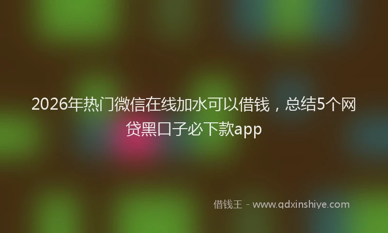 2026年热门微信在线加水可以借钱，总结5个网贷黑口子必下款app