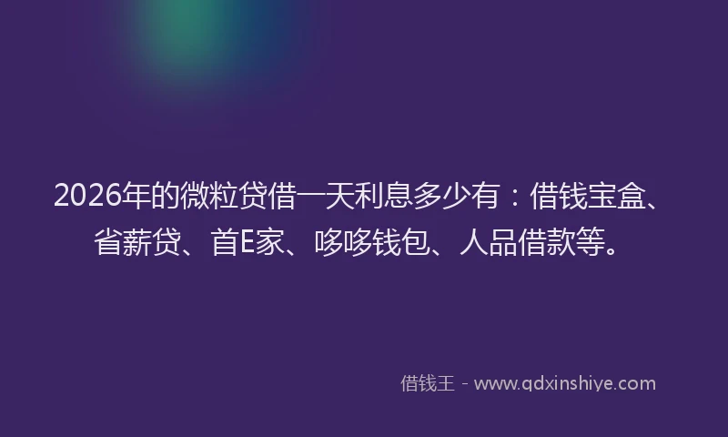 2026年的微粒贷借一天利息多少有：借钱宝盒、省薪贷、首E家、哆哆钱包、人品借款等。