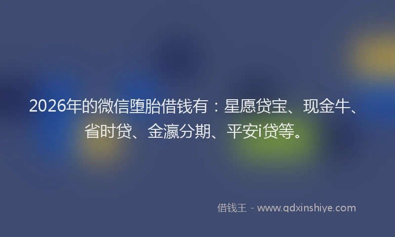 2026年的微信堕胎借钱有：星愿贷宝、现金牛、省时贷、金瀛分期、平安i贷等。