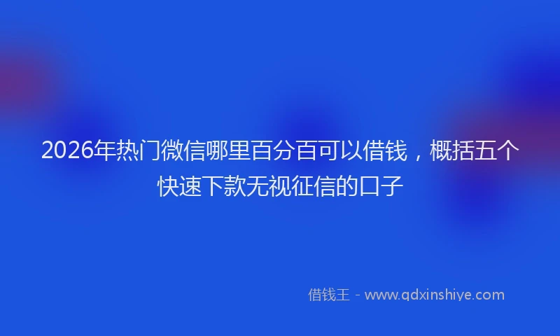 2026年热门微信哪里百分百可以借钱，概括五个快速下款无视征信的口子