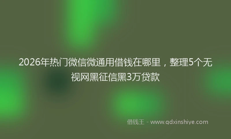 2026年热门微信微通用借钱在哪里，整理5个无视网黑征信黑3万贷款