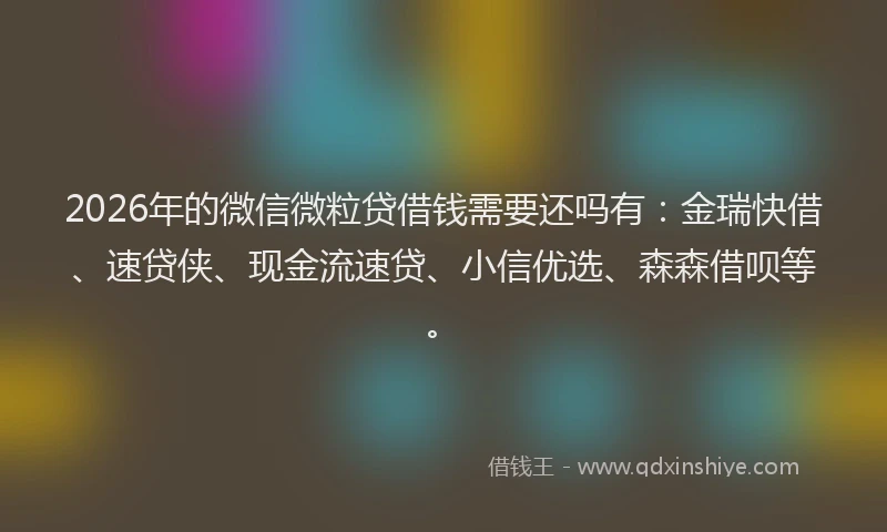 2026年的微信微粒贷借钱需要还吗有：金瑞快借、速贷侠、现金流速贷、小信优选、森森借呗等。