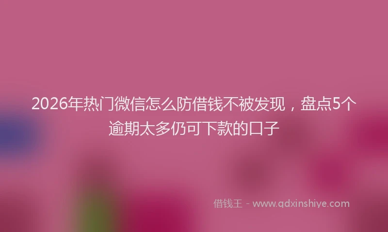 2026年热门微信怎么防借钱不被发现，盘点5个逾期太多仍可下款的口子