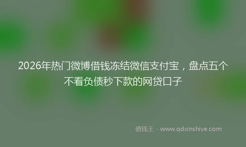 2026年热门微博借钱冻结微信支付宝，盘点五个不看负债秒下款的网贷口子