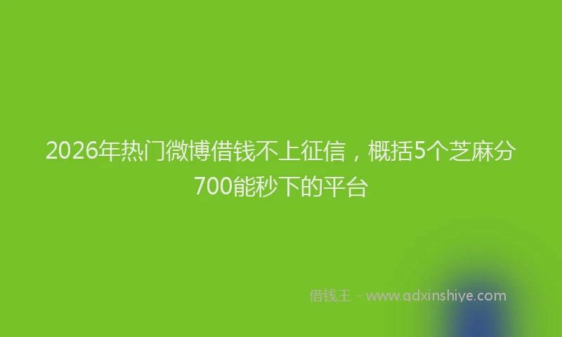2026年热门微博借钱不上征信，概括5个芝麻分700能秒下的平台