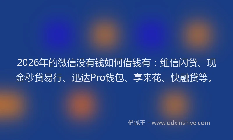 2026年的微信没有钱如何借钱有：维信闪贷、现金秒贷易行、迅达Pro钱包、享来花、快融贷等。