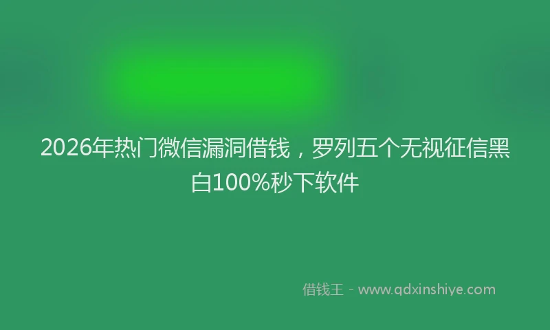2026年热门微信漏洞借钱，罗列五个无视征信黑白100%秒下软件