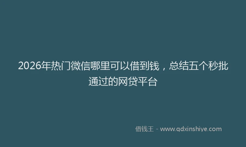 2026年热门微信哪里可以借到钱，总结五个秒批通过的网贷平台