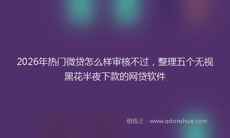 2026年热门微贷怎么样审核不过，整理五个无视黑花半夜下款的网贷软件