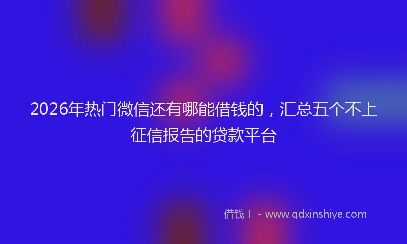 2026年热门微信还有哪能借钱的,汇总五个不上征信报告的贷款平台