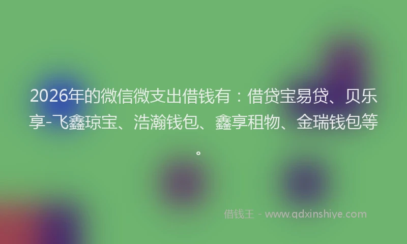 2026年的微信微支出借钱有：借贷宝易贷、贝乐享-飞鑫琼宝、浩瀚钱包、鑫享租物、金瑞钱包等。